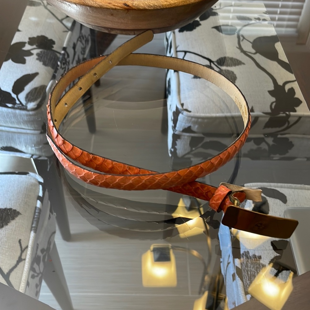 Salmon colored vintage Anne Klein snakeskin thin belt
